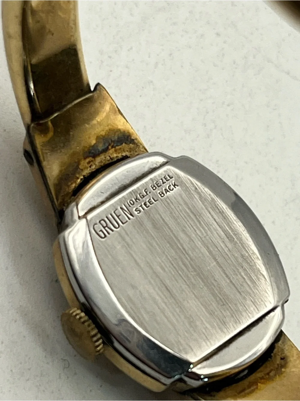 10k gold filled Gruen mechanical bangle bracelet style watch vintage NOT working